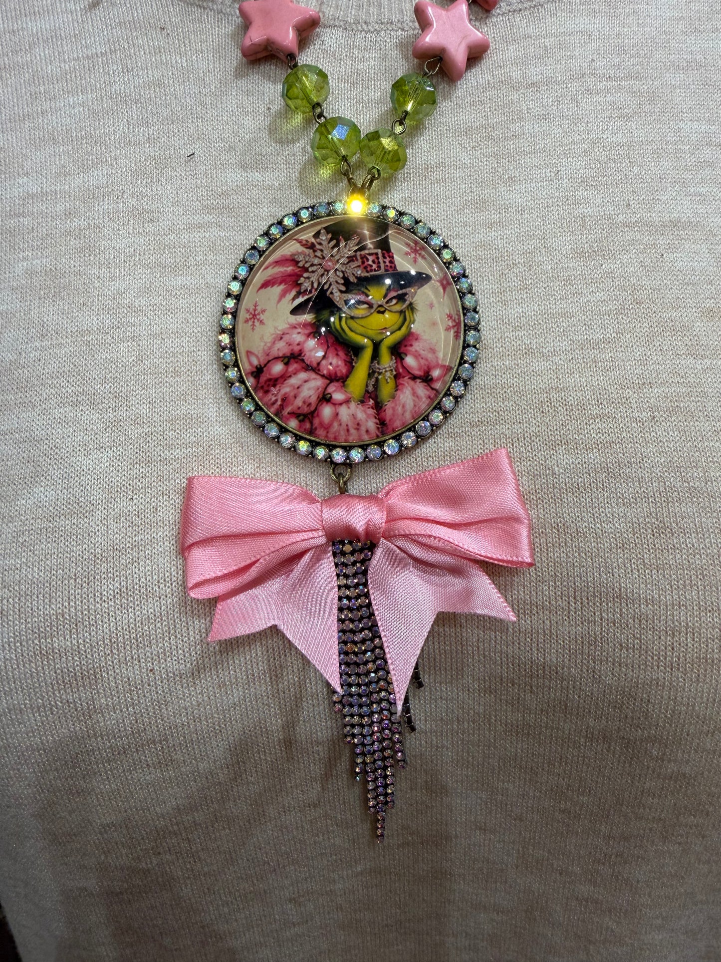 Sassy Grinch Pink Necklace