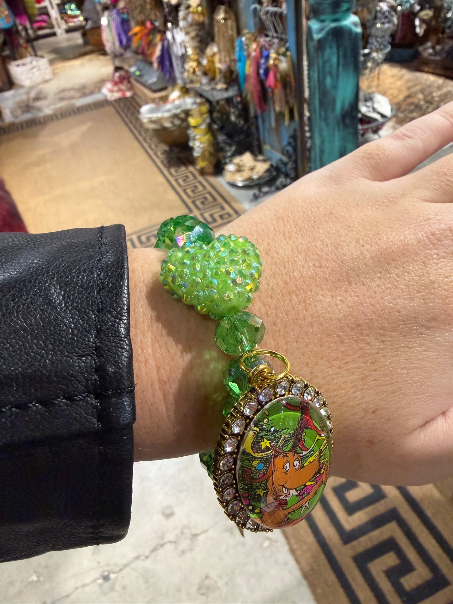 Green Dog Holiday Stretch Bracelet