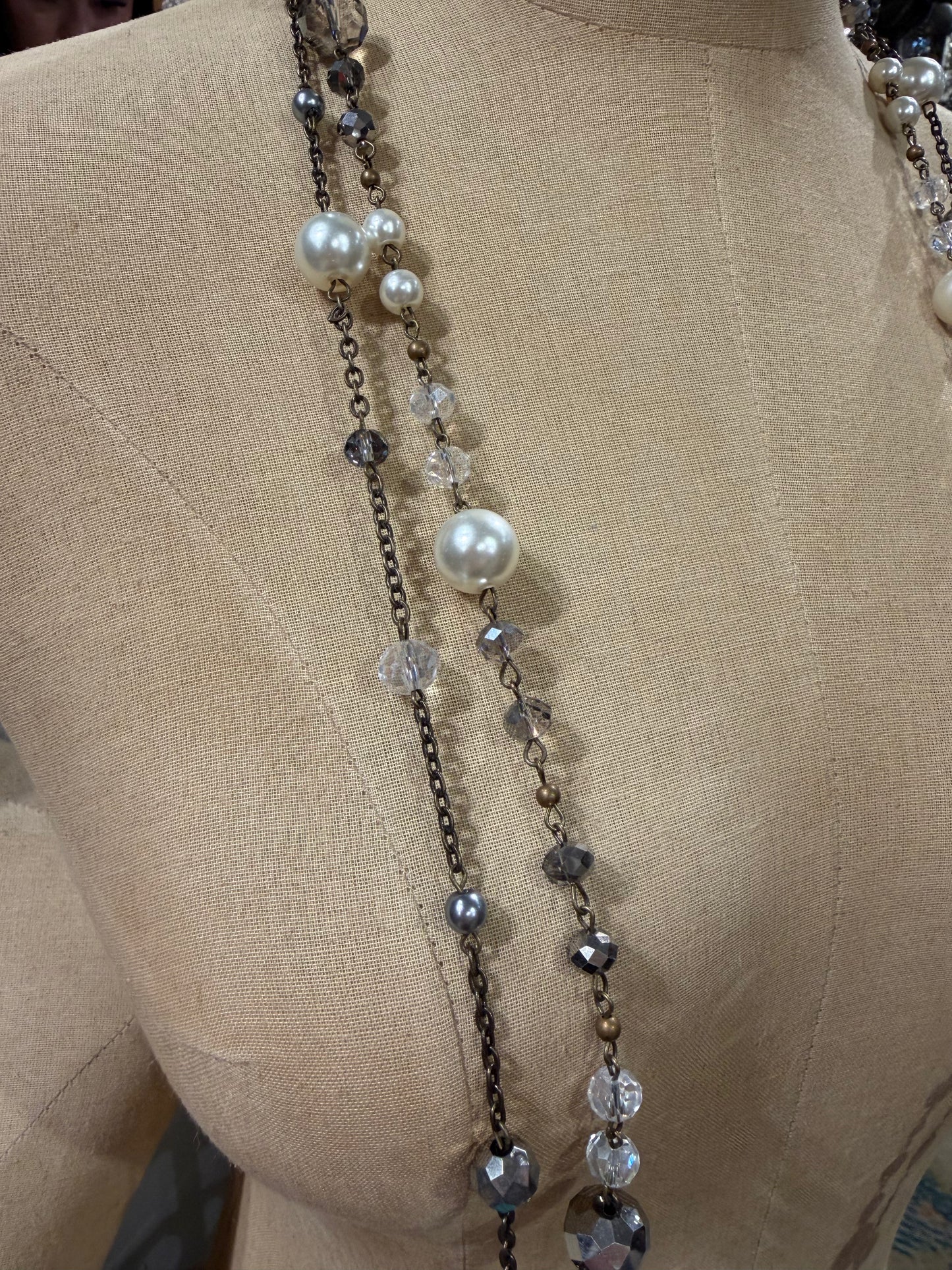 Double Pearl Bead Necklace