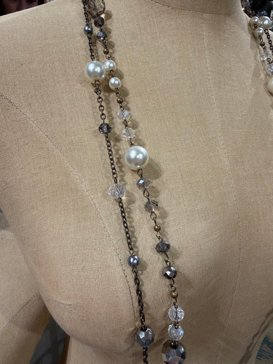 Double Pearl Bead Necklace