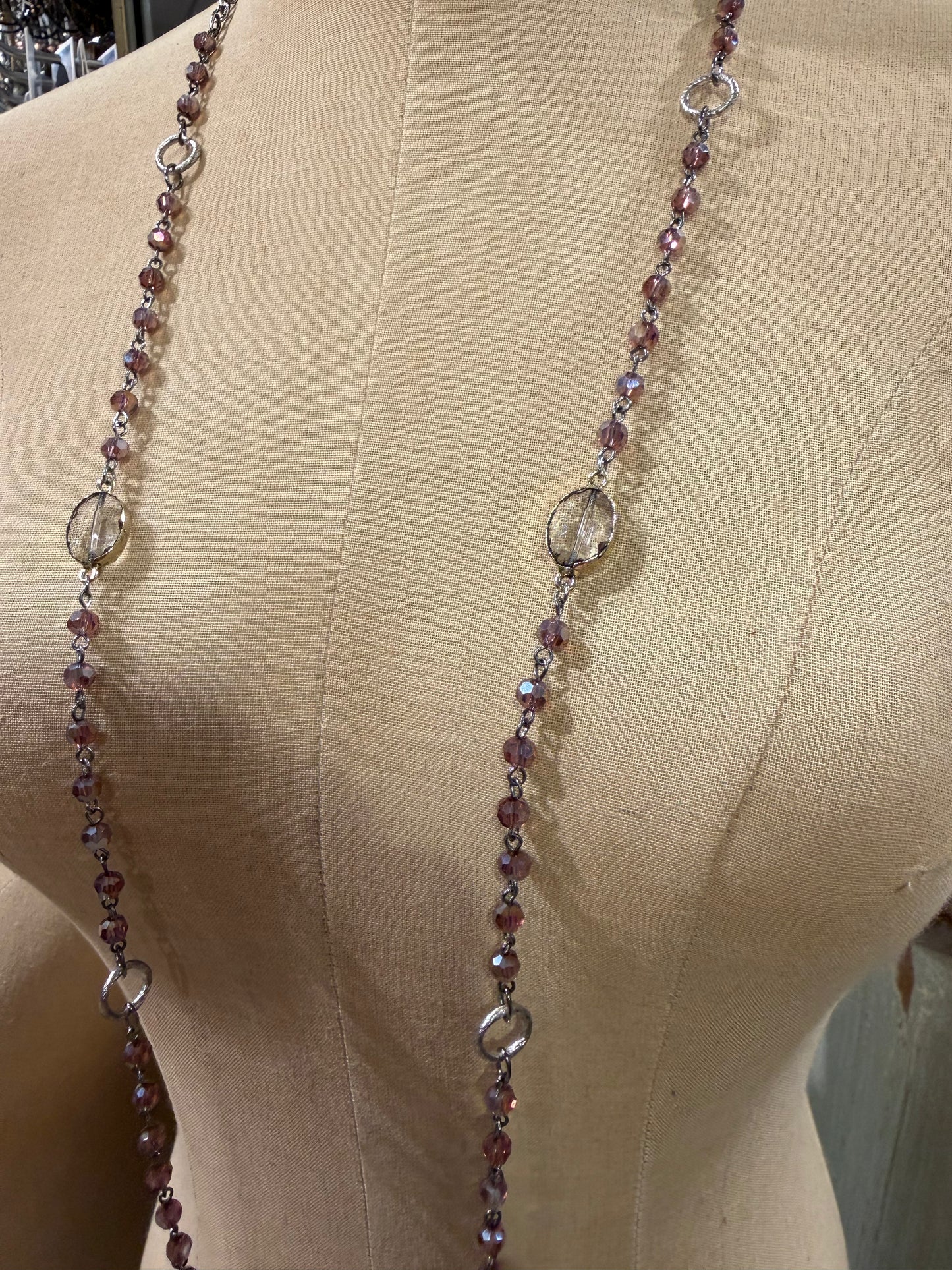 Purple Crystal Long Necklace
