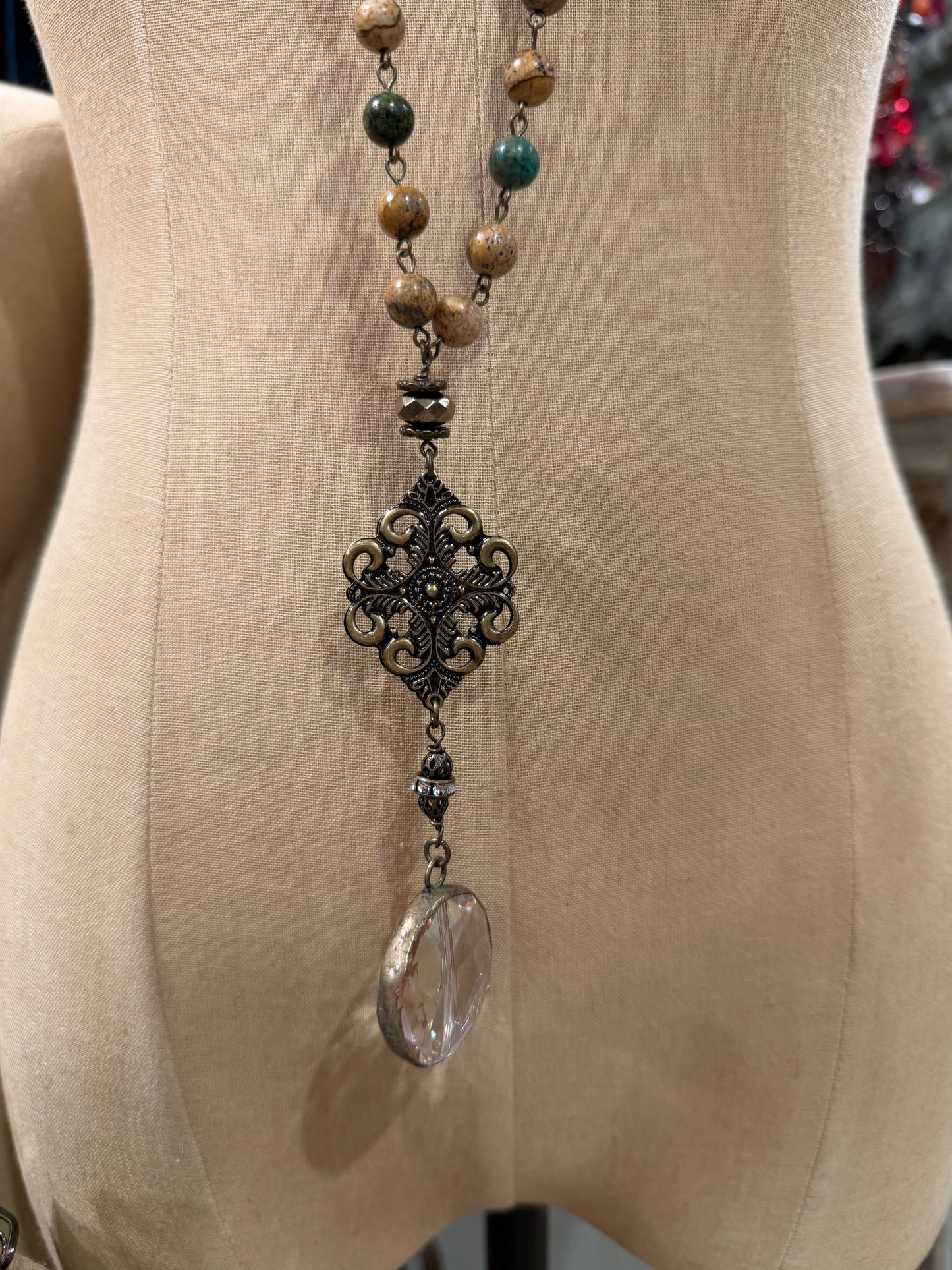 Long Boho Beaded Necklace