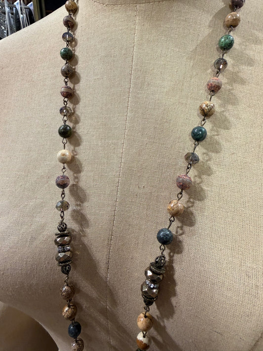 Long Boho Beaded Necklace