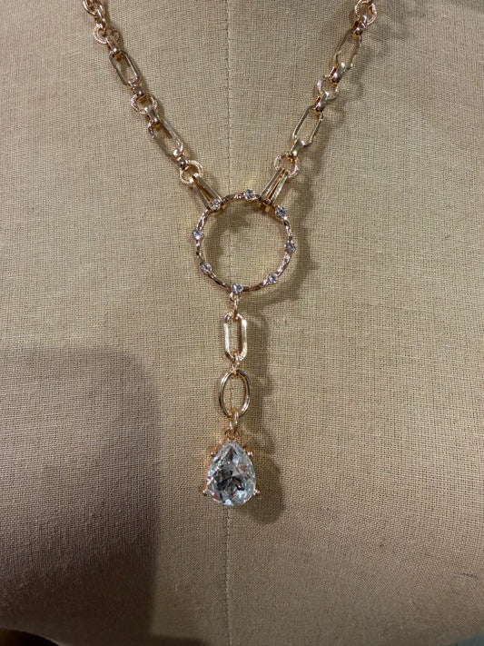 Gold Crystal Drop Necklace