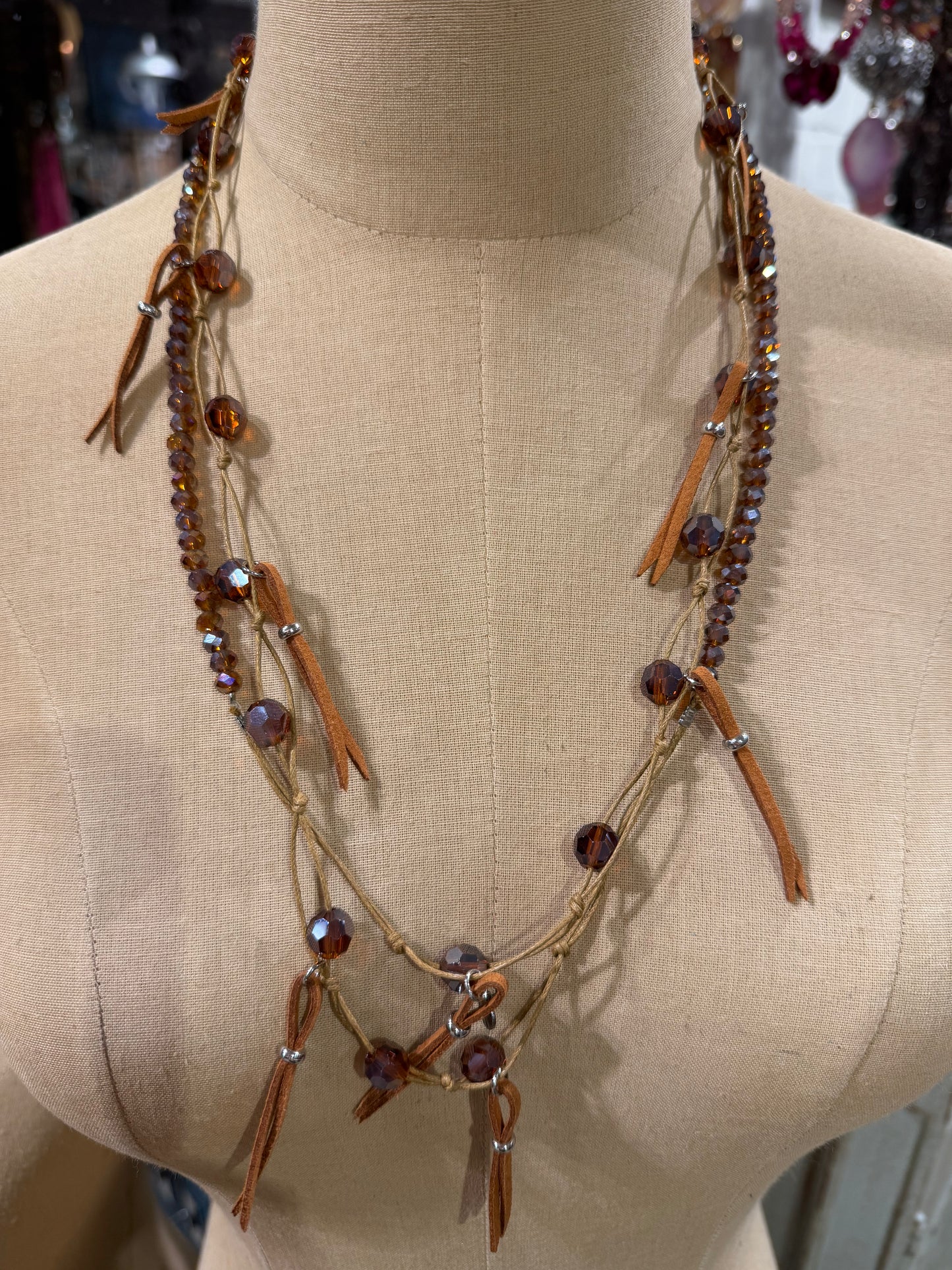 Brown Bead & Tassel Necklace