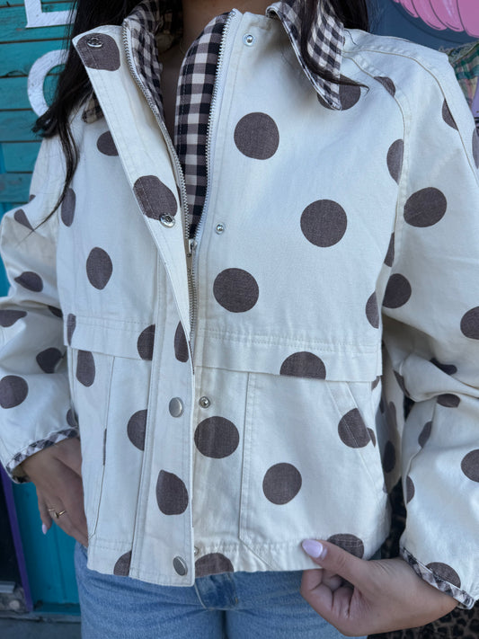 POLKA DOT OXFORD CANVAS FALL JACKET