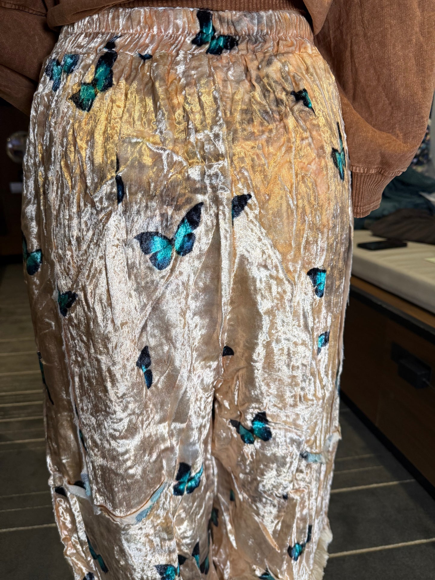 Velvet Gold Butterfly Pants
