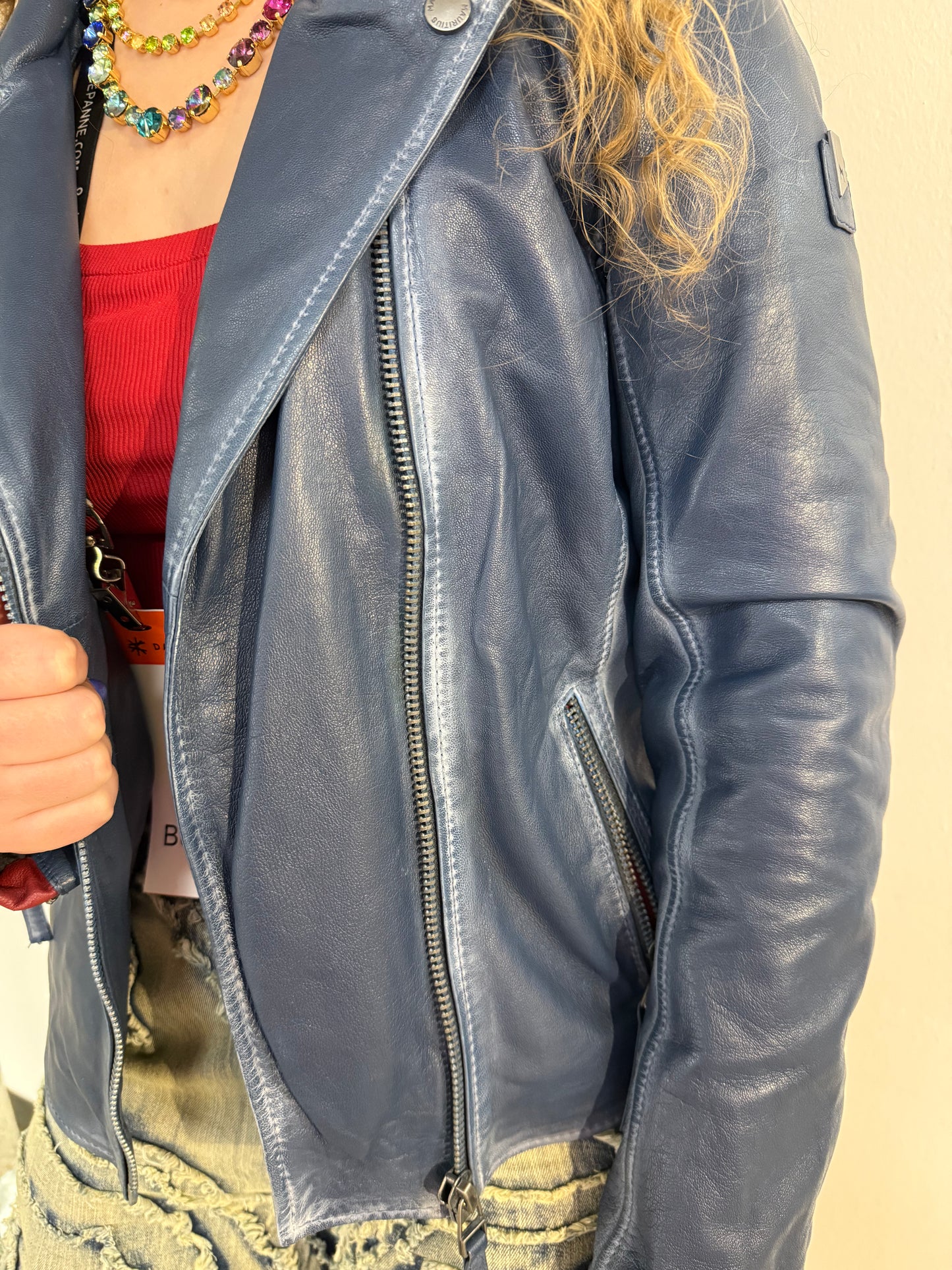 Denim Blue Leather Star Jacket