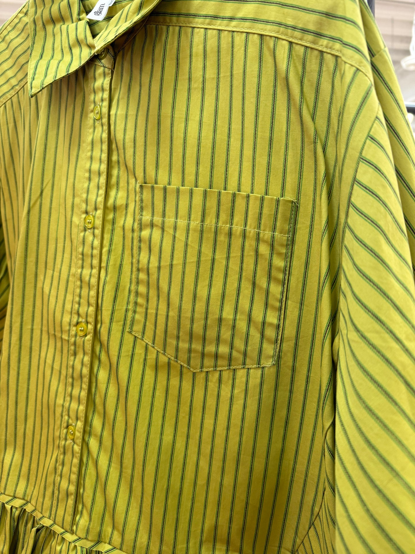 PRE ORDER Green Stripped Ruffle Top