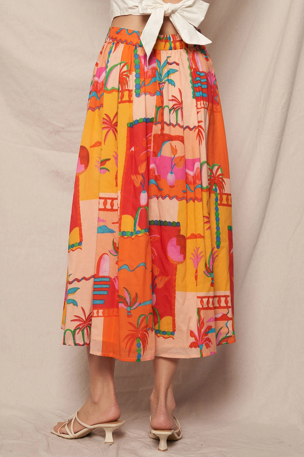 Tropical Button Down Midi Skirt