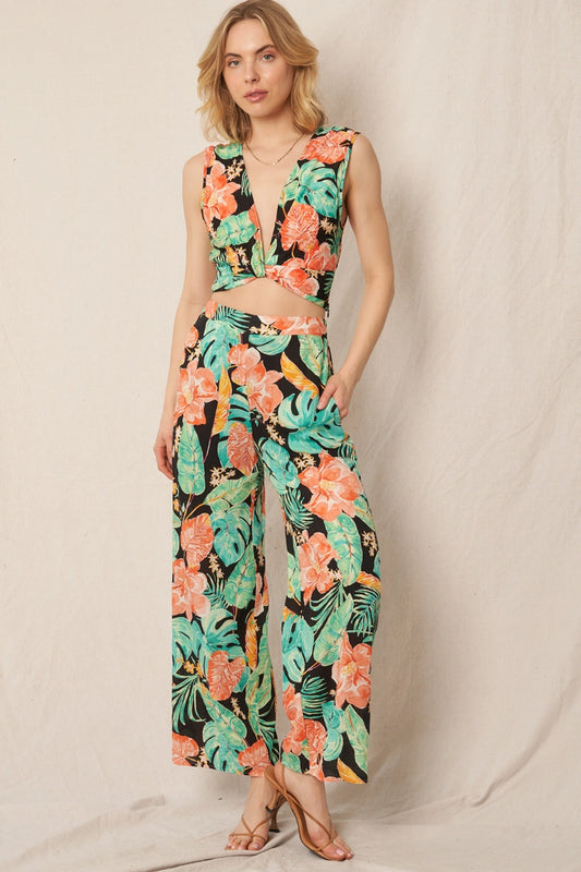 Sleeveless Tropical Pant and Top Set