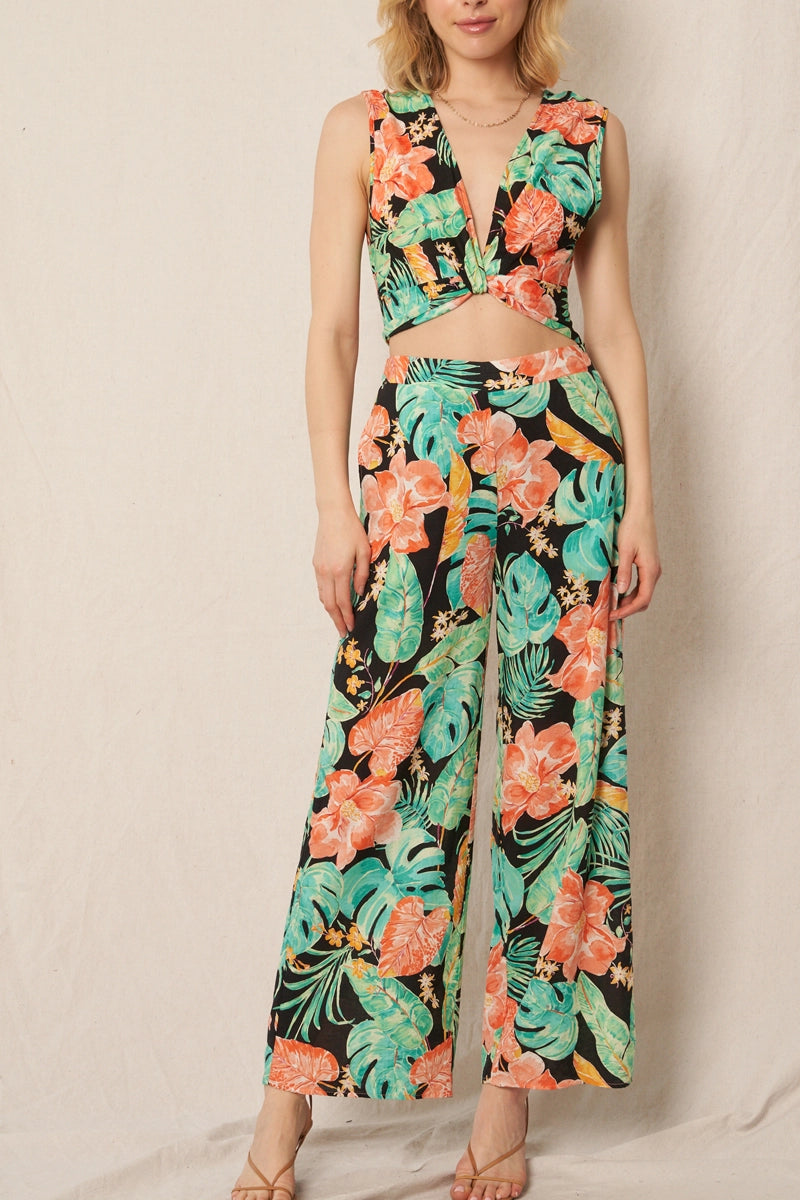 Sleeveless Tropical Pant and Top Set