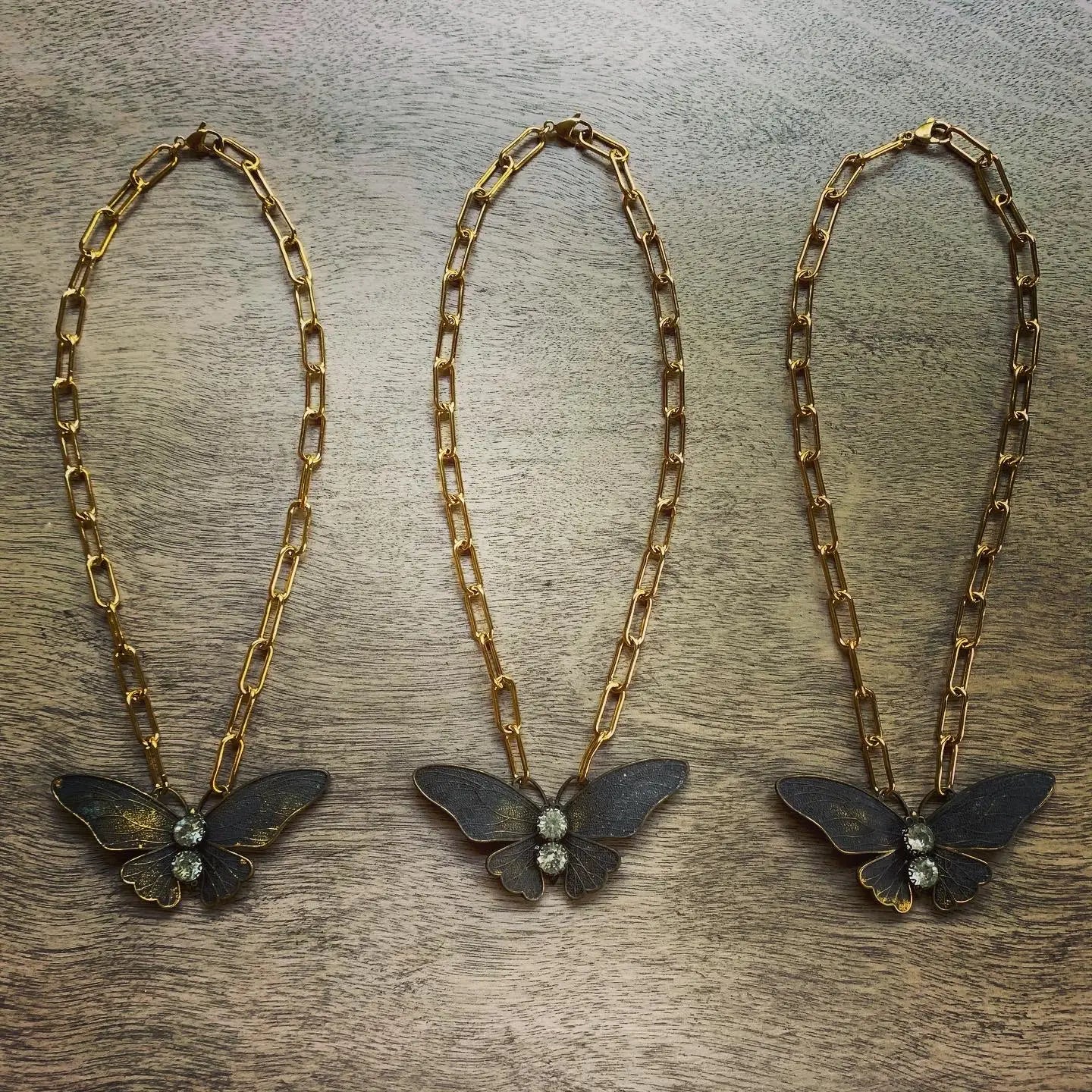 Vintage Black Butterfly Necklace