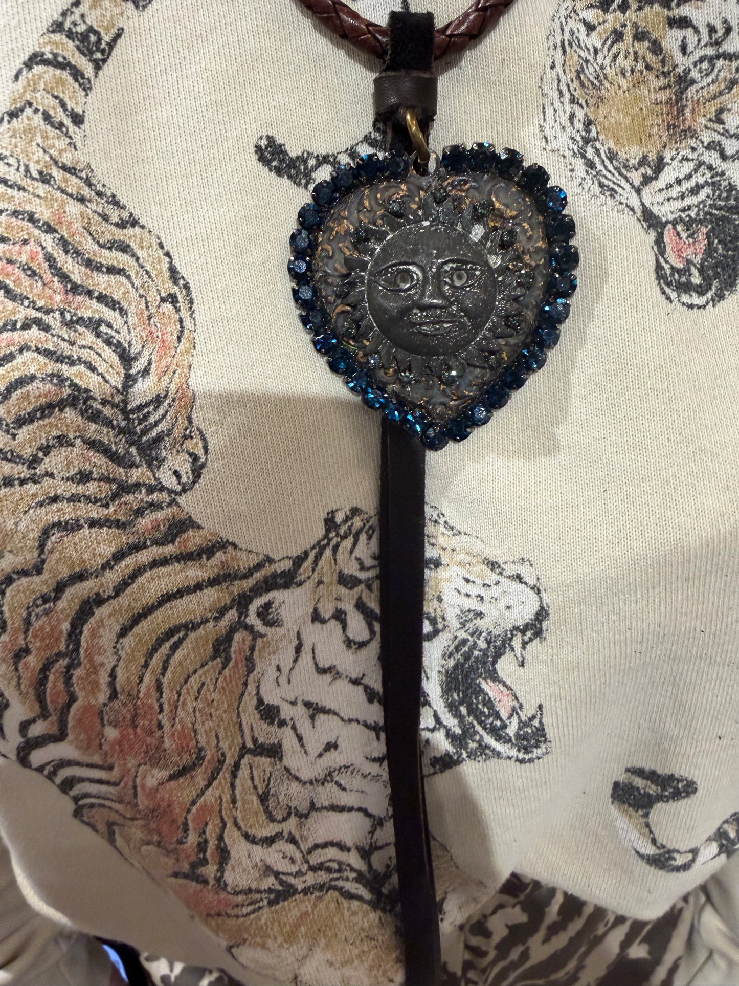 Vintage Heart Sun Necklace