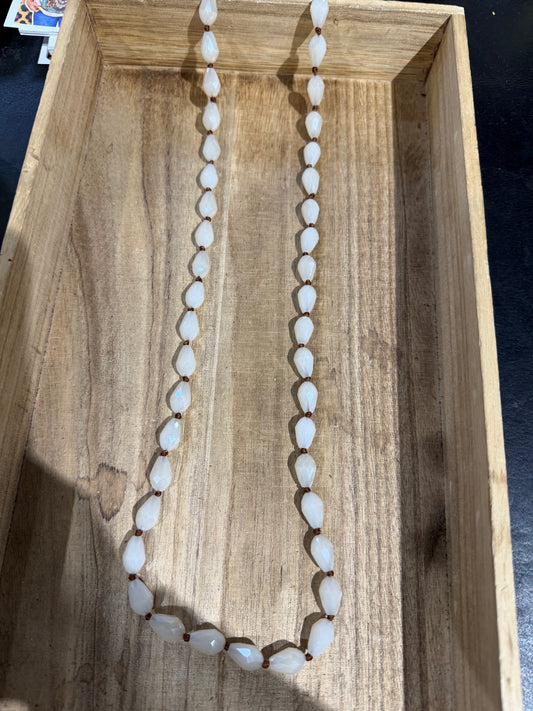 White Teardrop Faceted Necklace