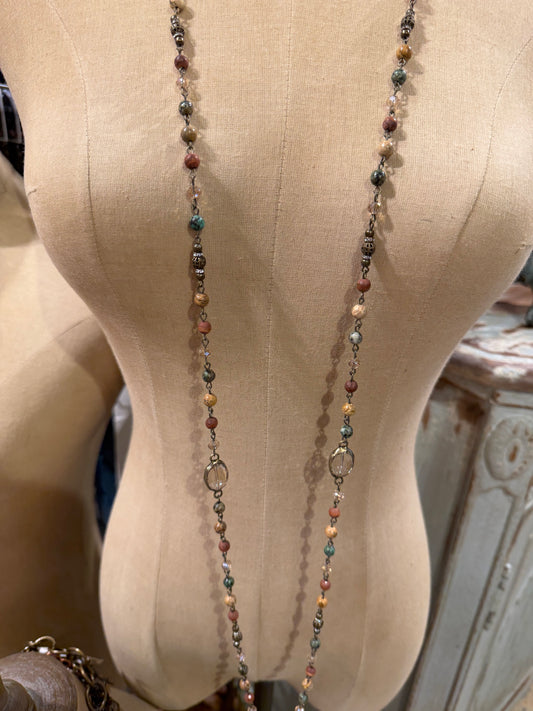 Boho Beaded Crystal Necklace