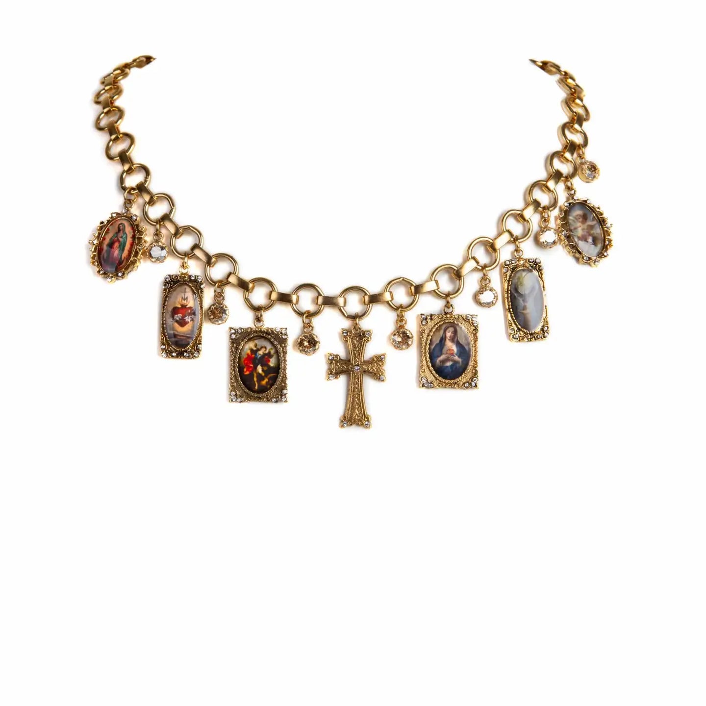 Retablo Framed Charm Necklace Gold