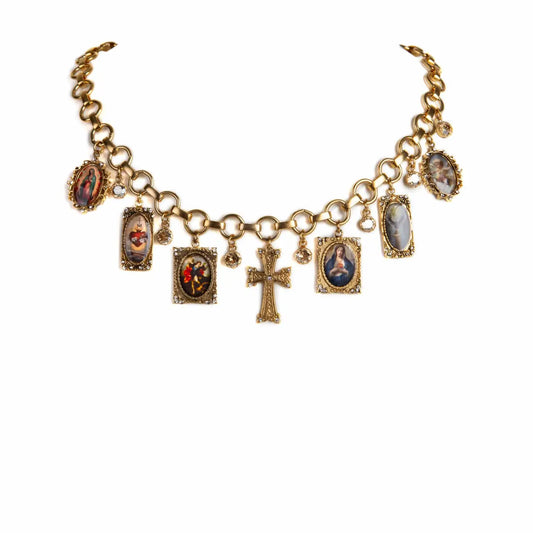 Retablo Framed Charm Necklace Gold