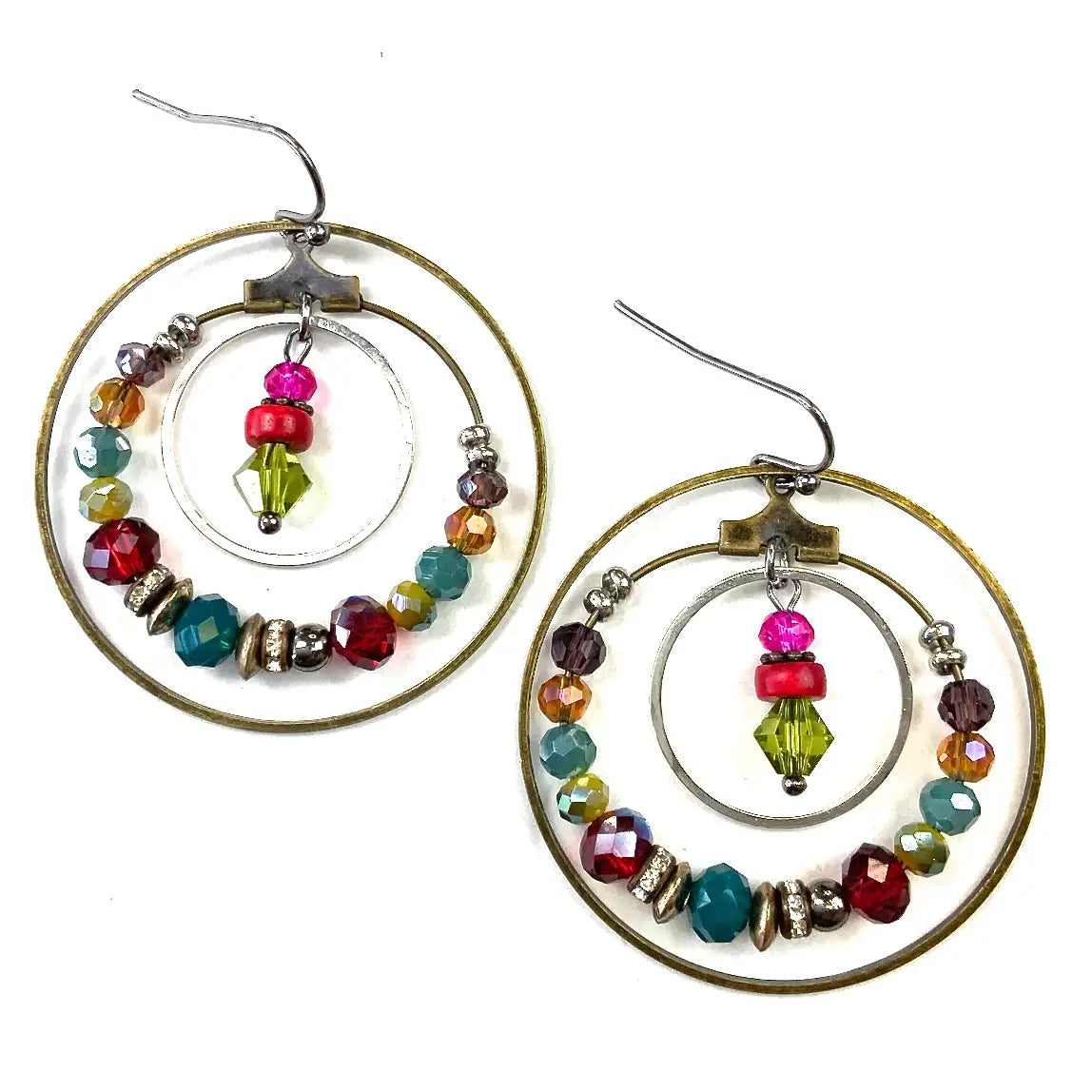 Thin Rings & Beaded Dangle Earrings