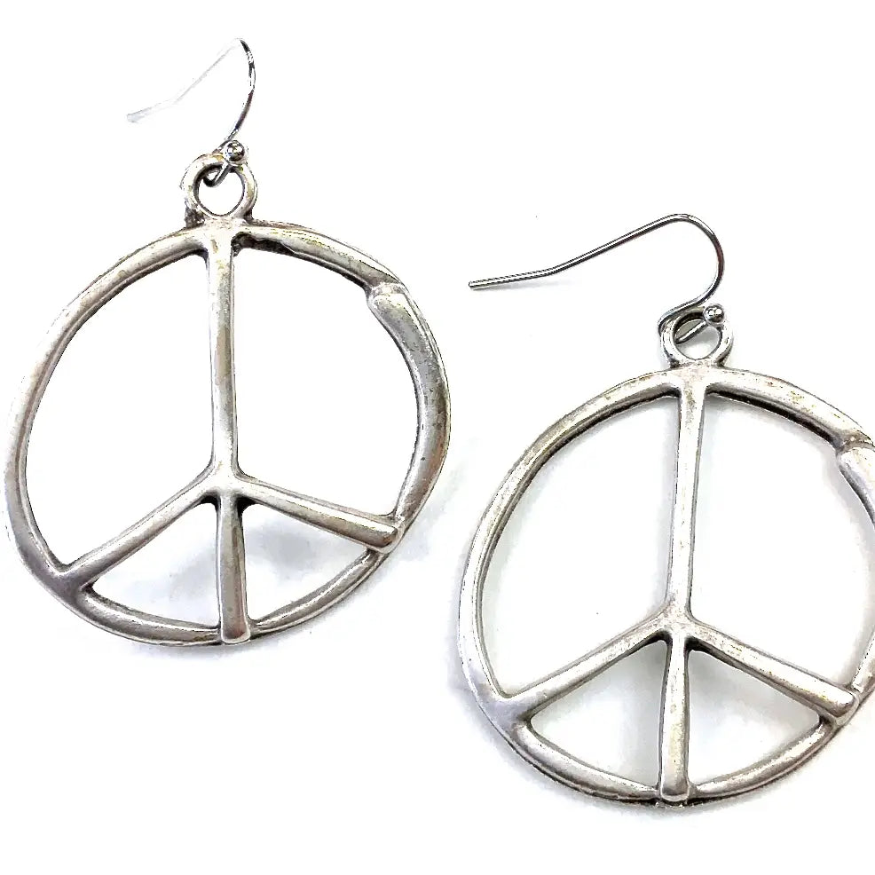 Peace Sign/Silver Earrings