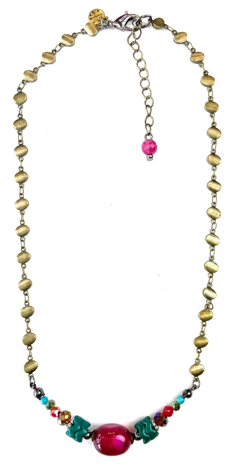 Rhinstoned Drop W/Pearl On Hook Necklace