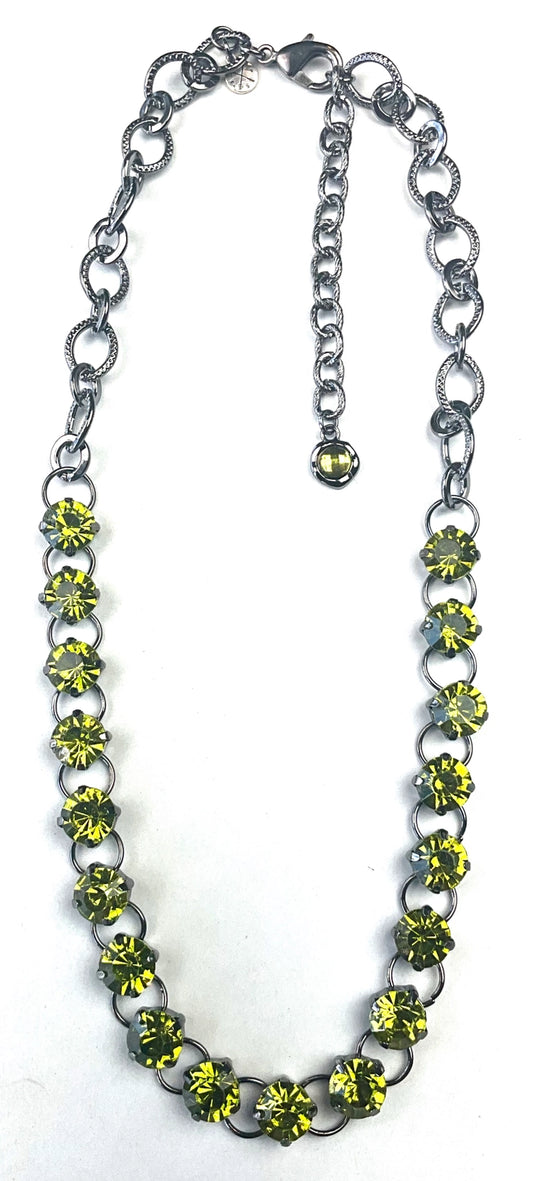 Bold Olivine Rhinestone Link & Chain Necklace