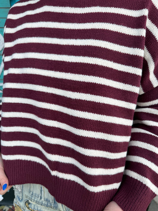 Wine Striped Sweater