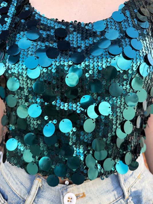 Emerald Green Sequin Top