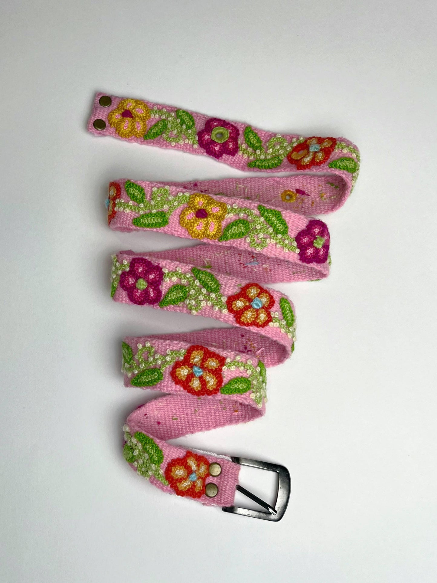 Allegra Skinny Embroidered Wool Belt