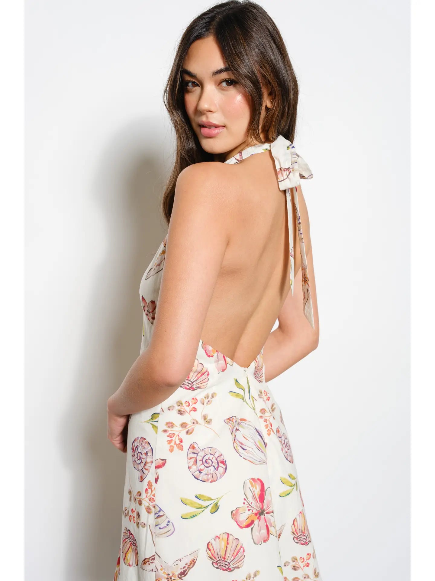 Tropical Seashell Halter Dress