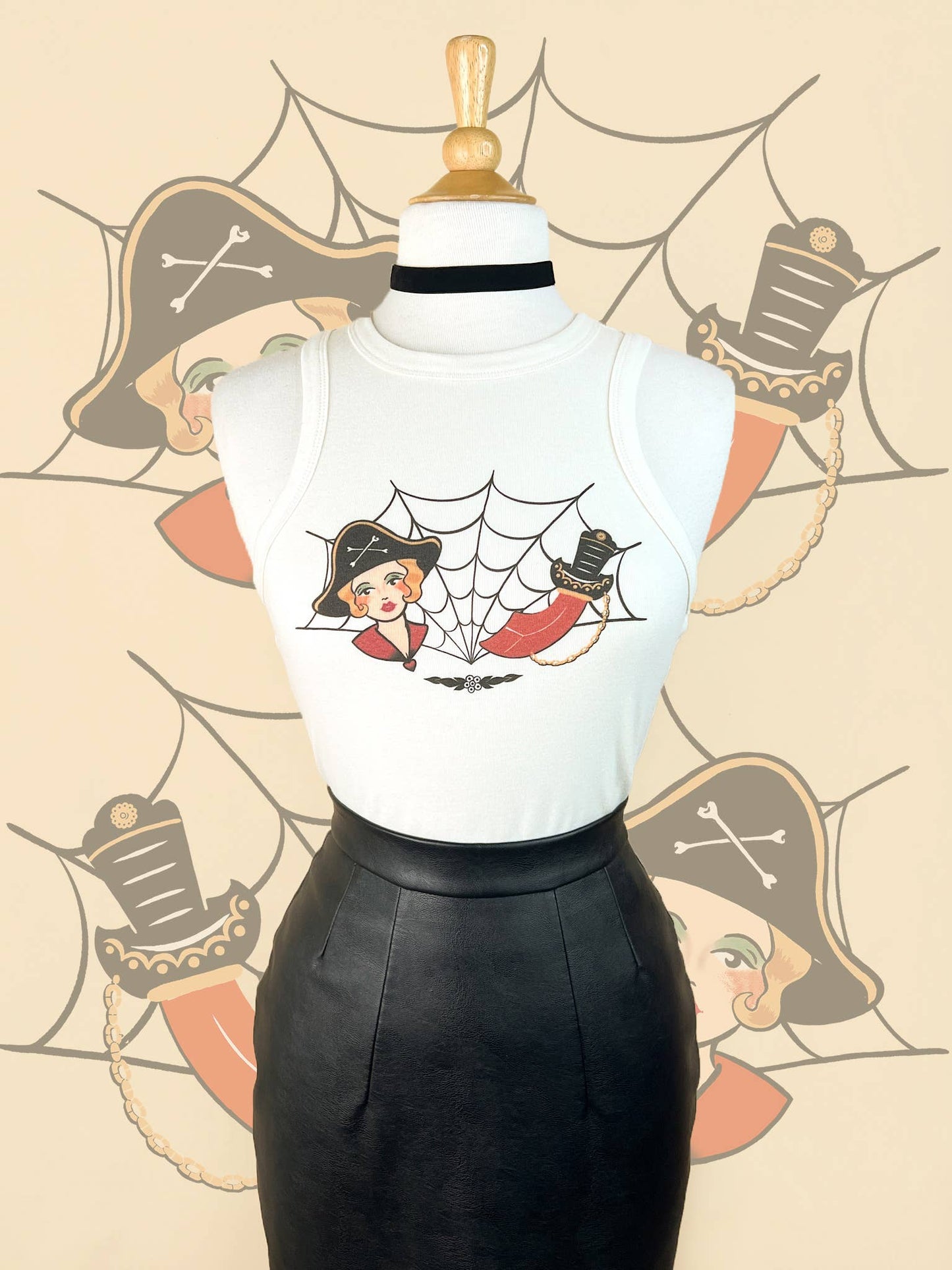 Scarlet Buccaneer Rib Racer Tank in Natural