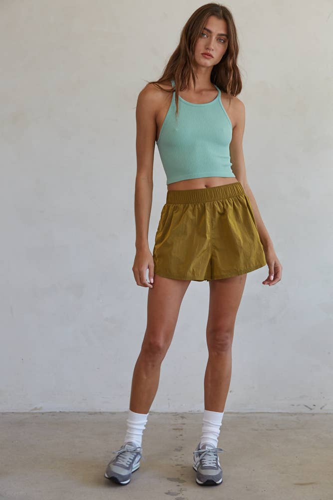 Granite Green Seamless Sleeveless Halter Neck Top