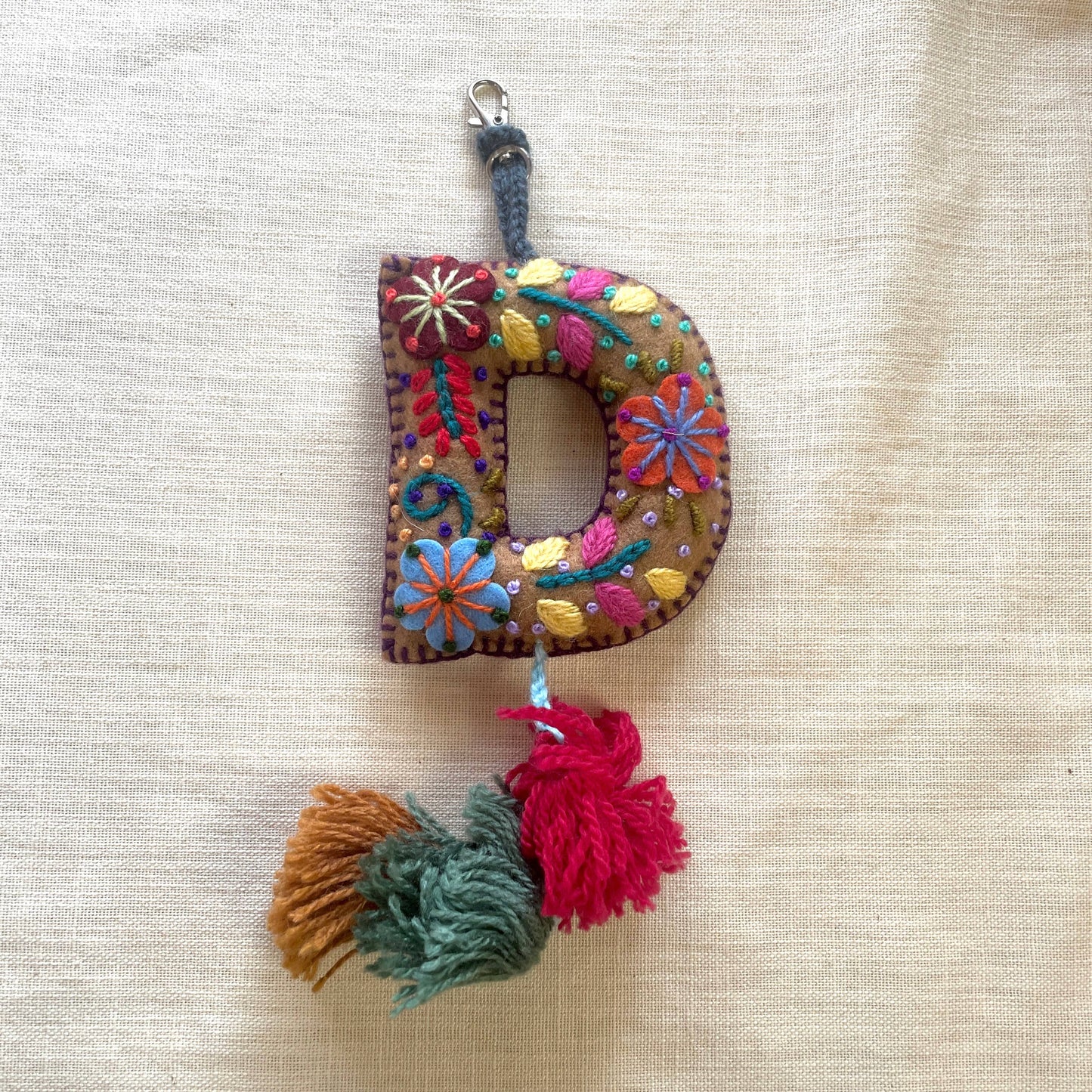D - Hand Embroidered Keychain, Peru