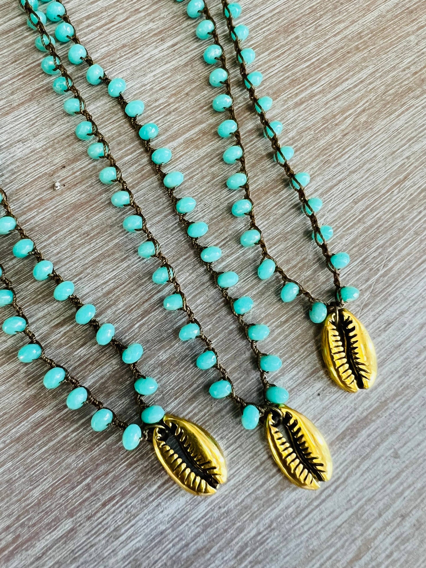 Earthen Beauty Beach Necklace With Golden Cowrie Shell Charm