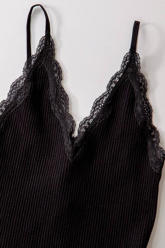 LACE TRIM RIBBED CAMI