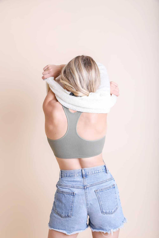 Sage Ribbed Racer Back Bralette