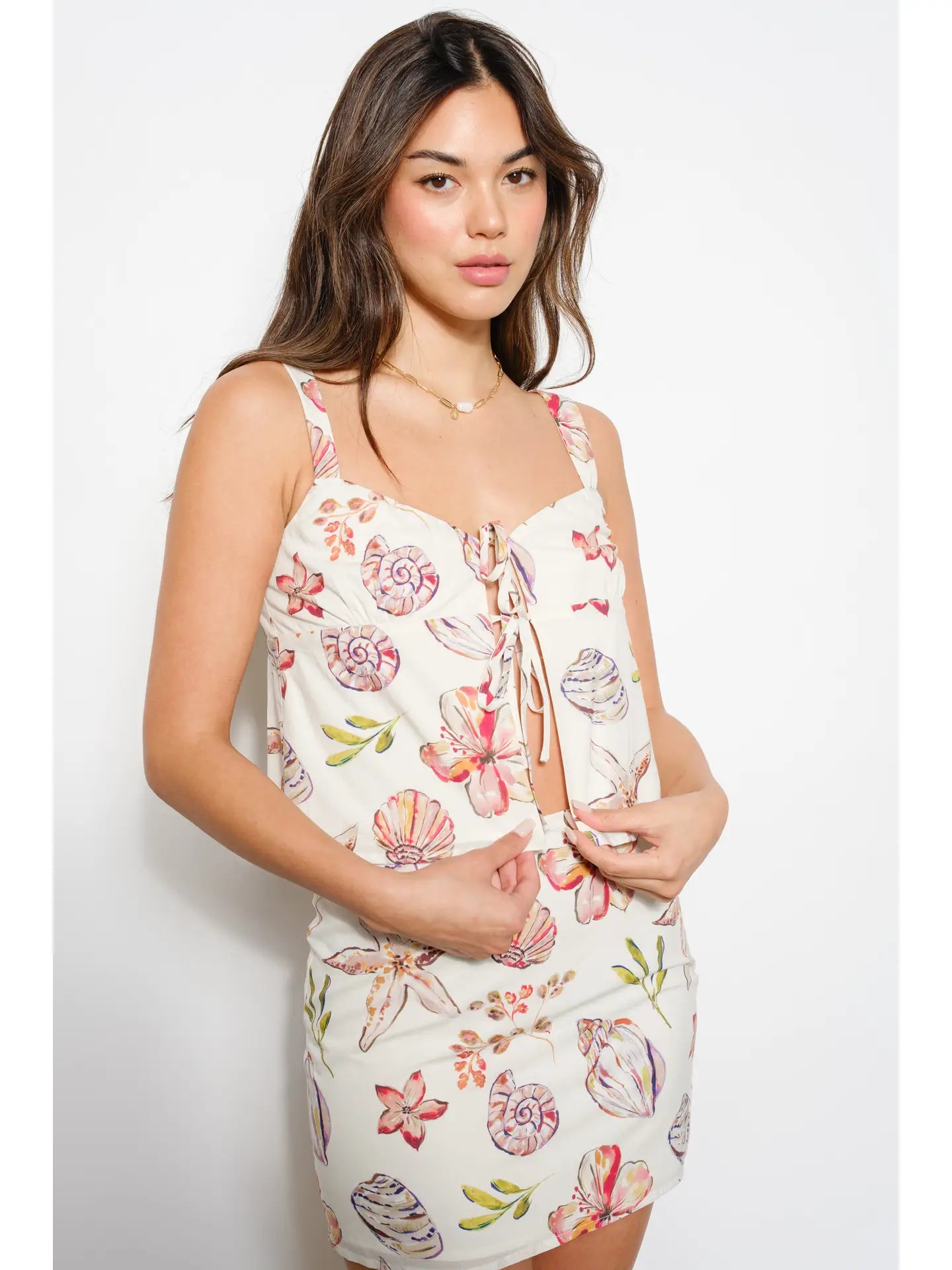 Tropical Seashell Mini Skirt and Camisole Top