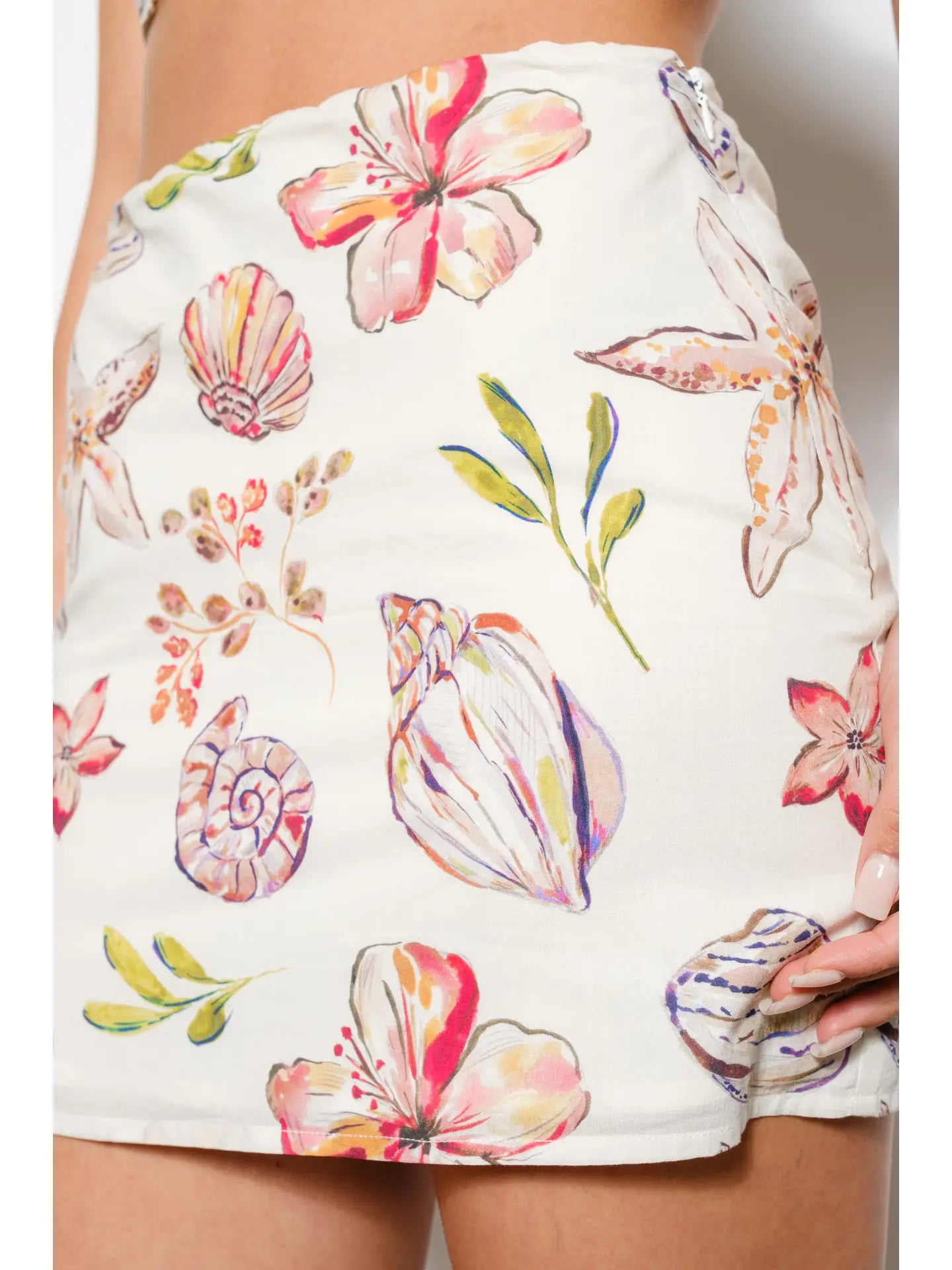 Tropical Seashell Mini Skirt and Camisole Top
