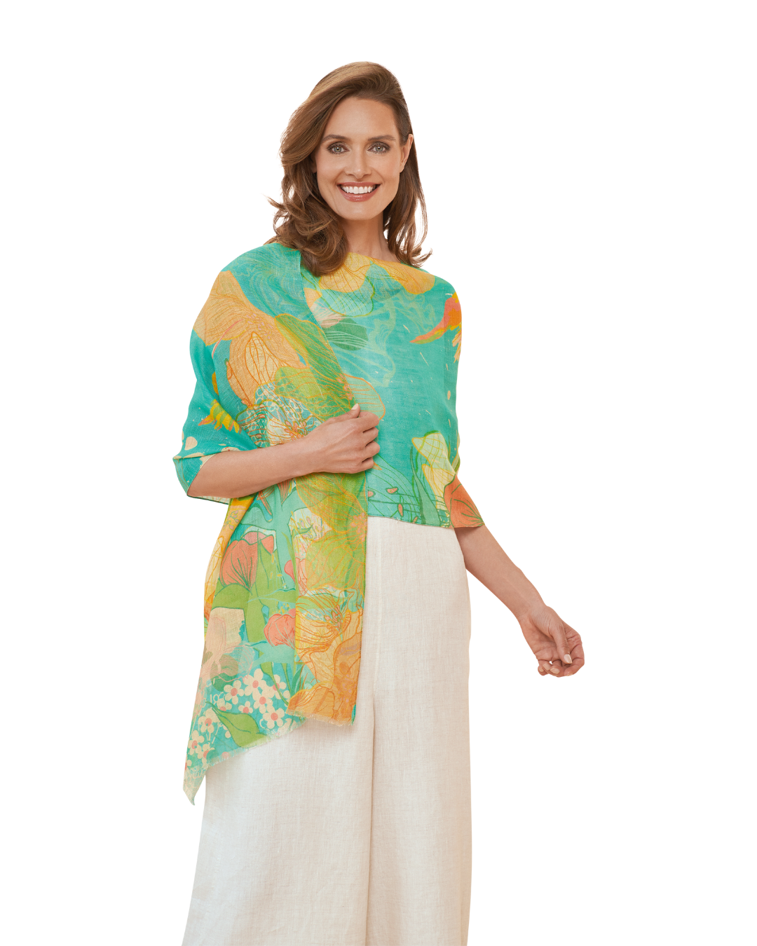 100% Linen Hummingbird Scarf