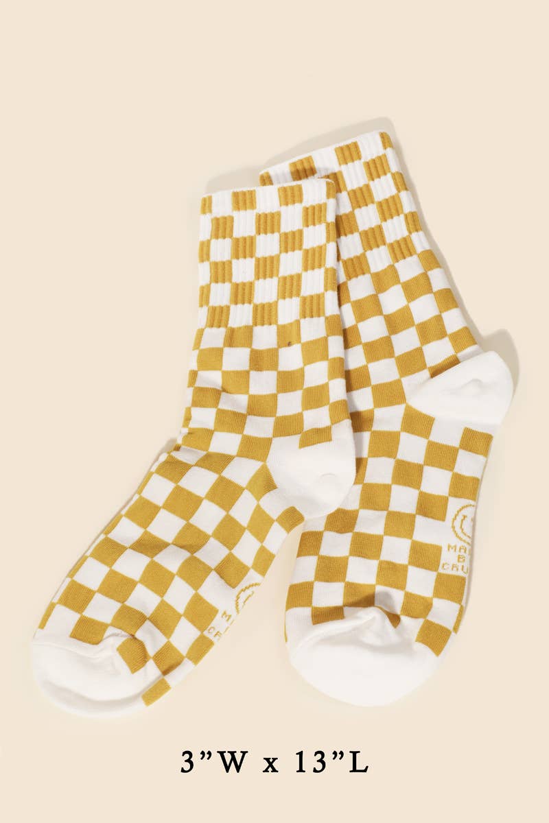 Yellow White Checkered Socks