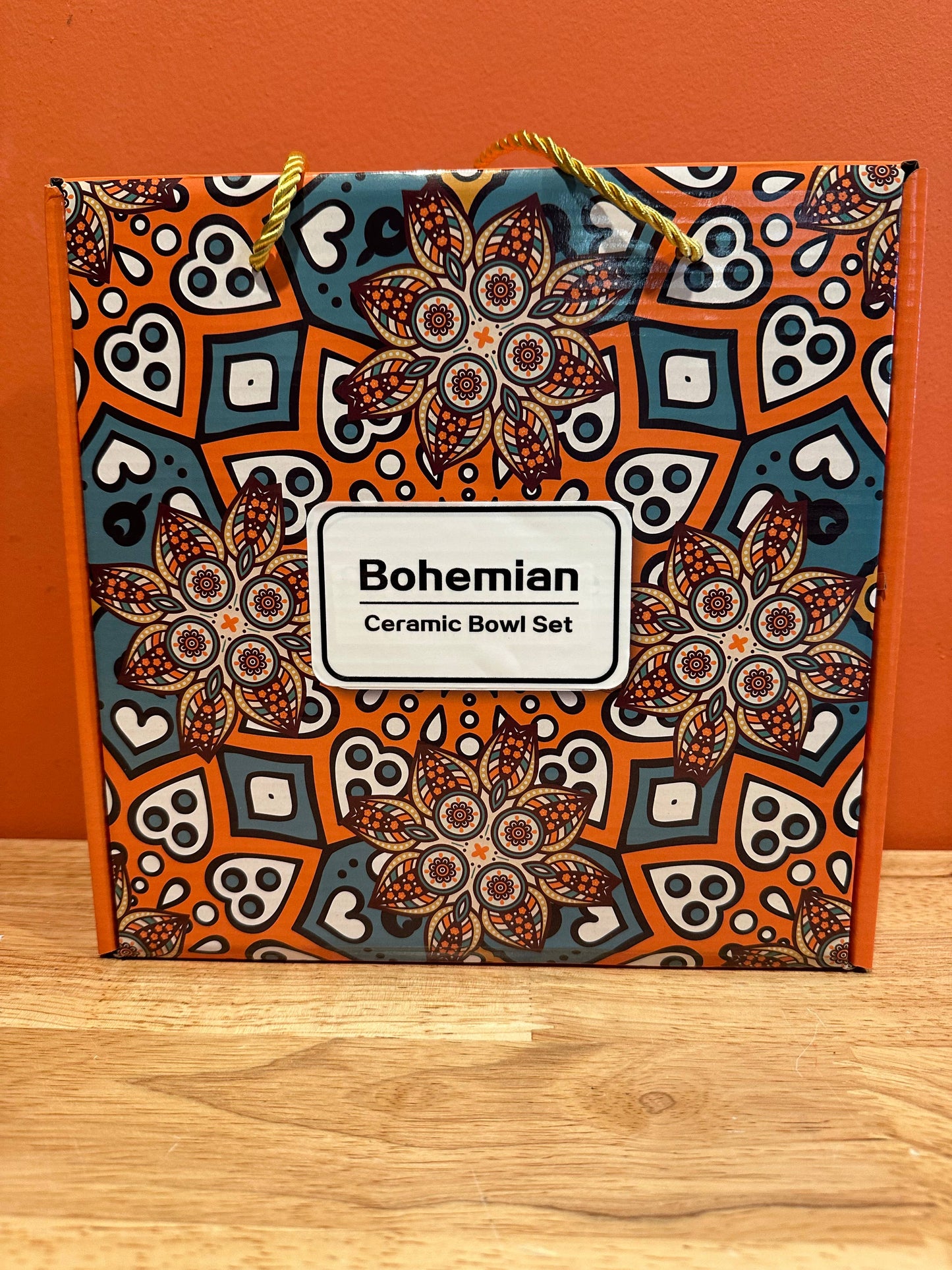 Bohemian Mandala 4 Bowl Set with Chopsticks