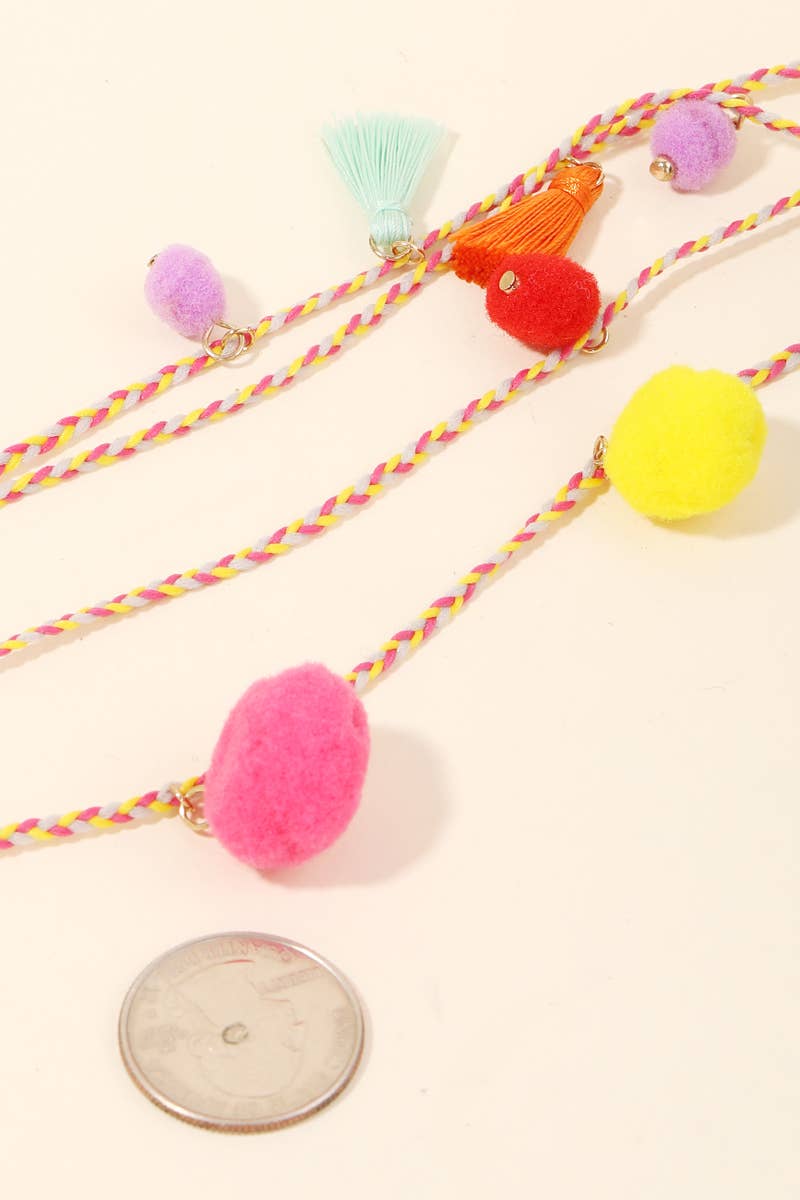 Pom Poms Tassels Ankle Wrap Anklet