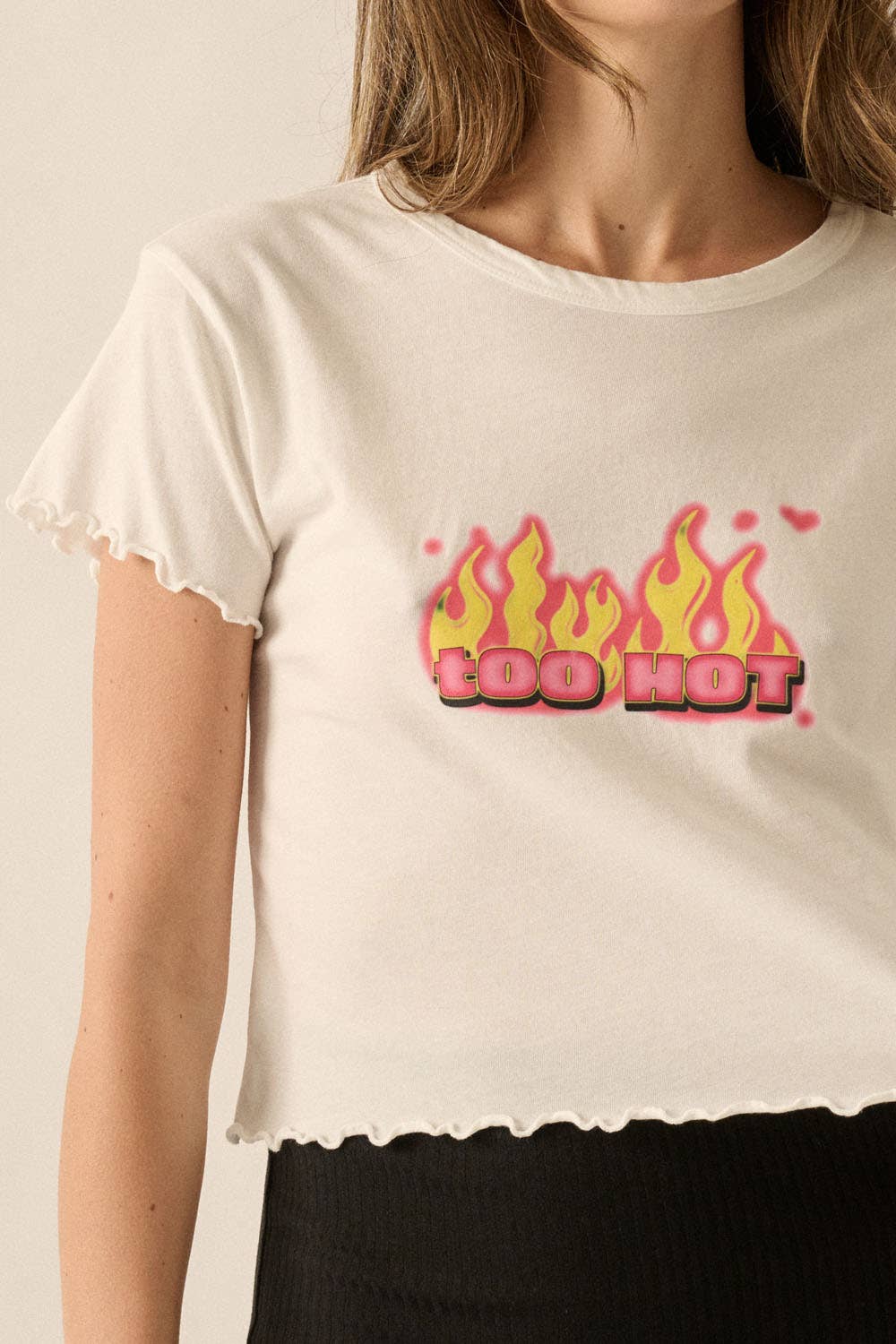 Too Hot Cropped Lettuce Edge Graphic Baby Tee