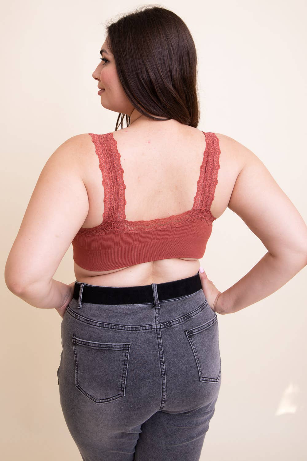 Olive Lace Trim Padded Bralette XL