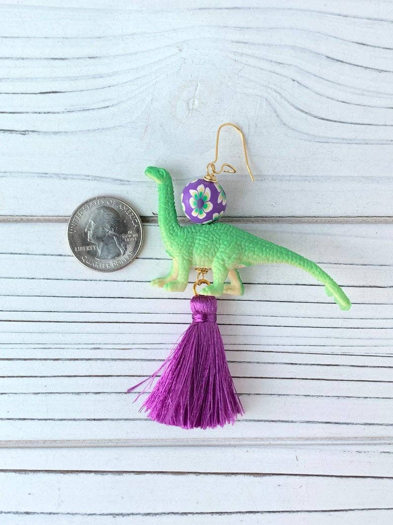 The Billie Brontosaurus Tassel Earrings