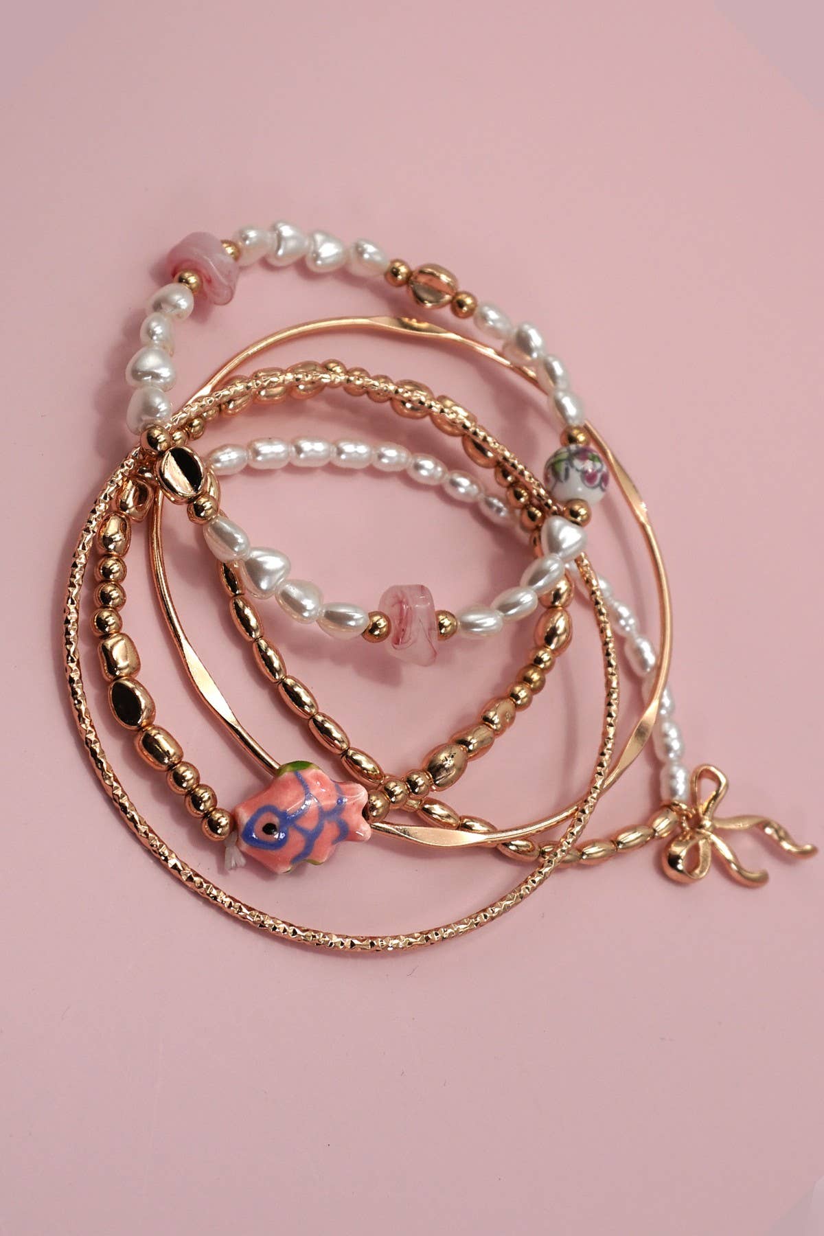 PORCELAIN TOILE PATTERN MULTI LAYER BRACELET