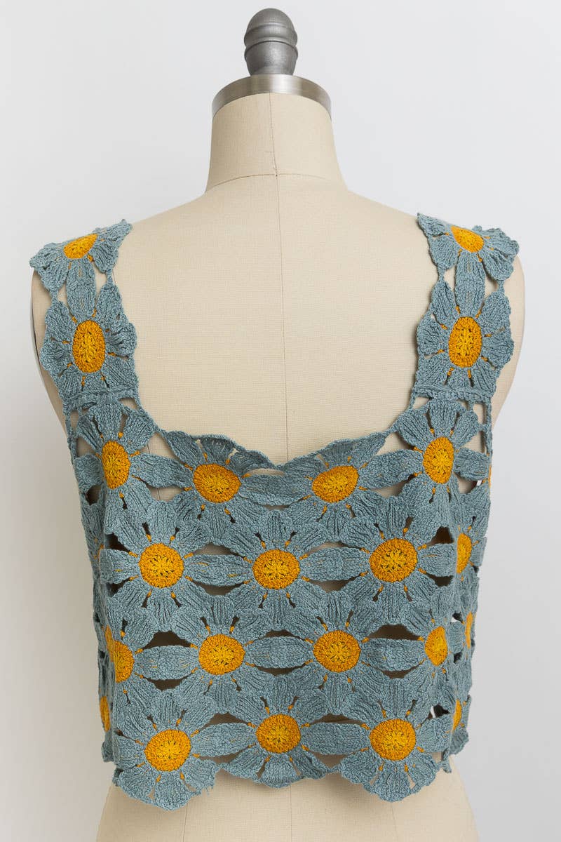 Spring Daisy Crochet Crop Top