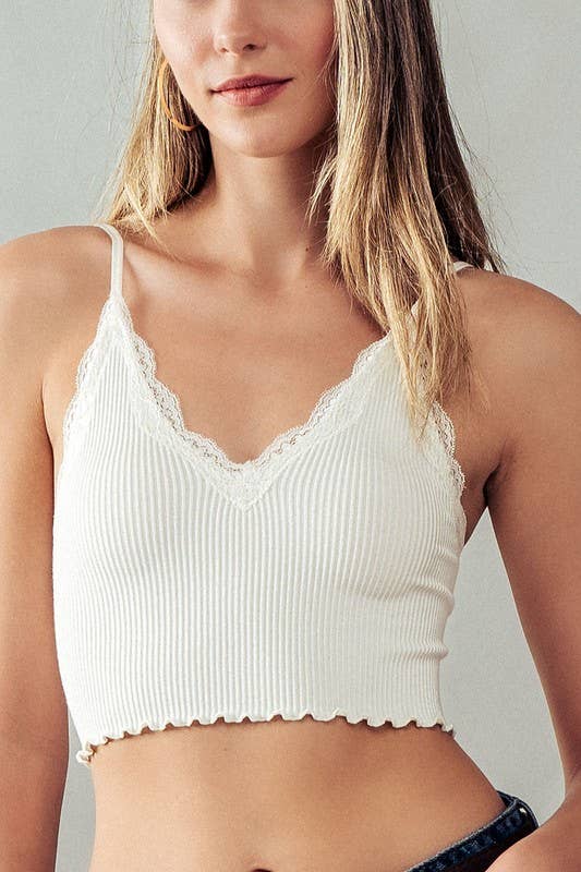 LACE TRIM RIBBED CAMI