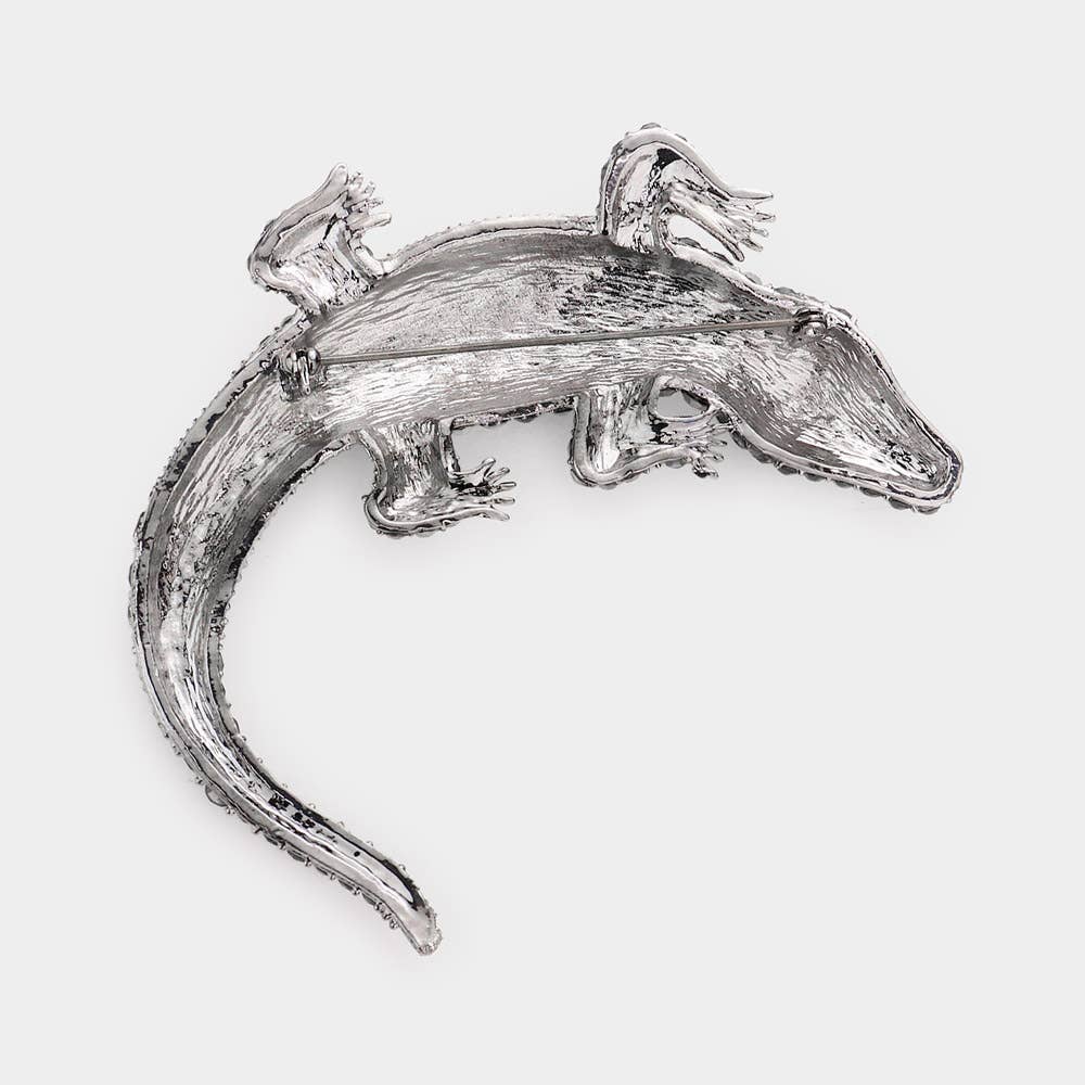 Crystal Pave Crocodile/Alligator Pin Brooch