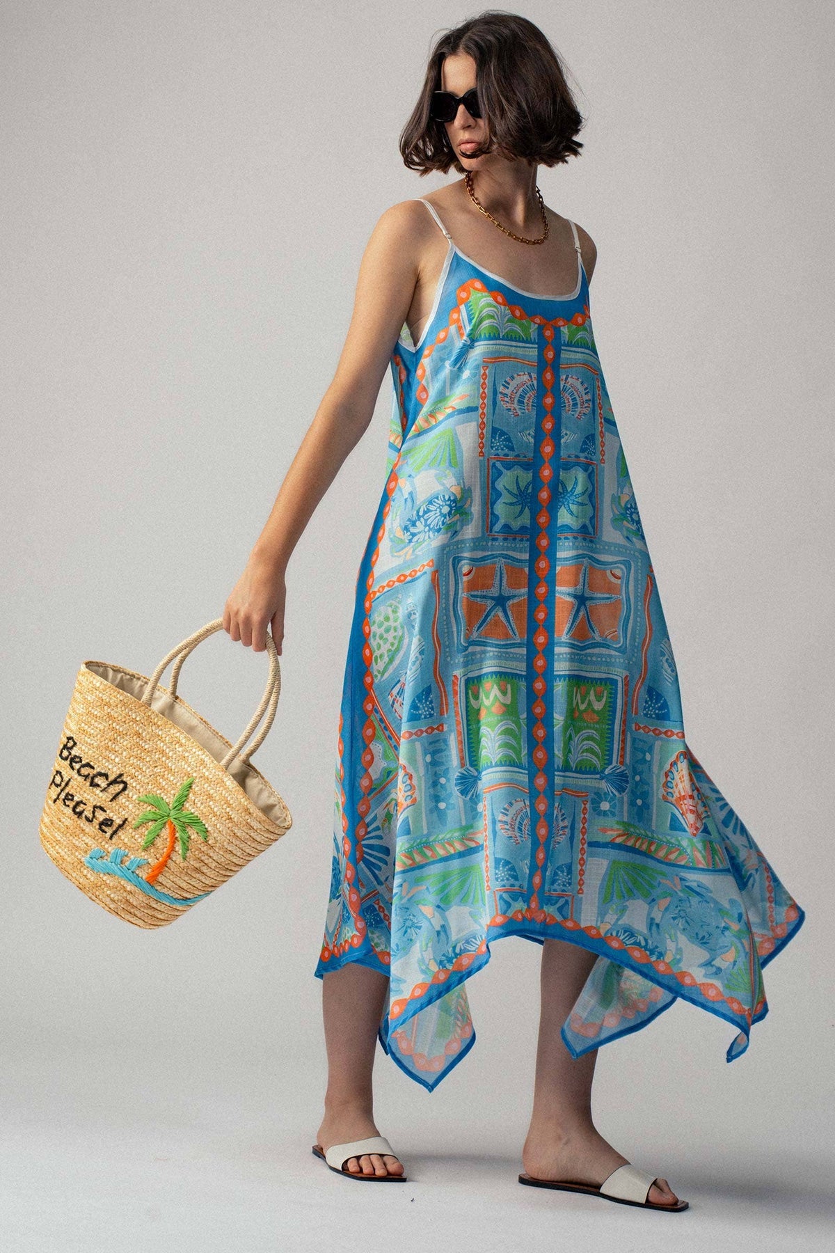 Ocean Breeze Handkerchief Hem Maxi Sundress